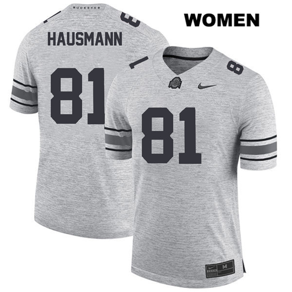 Ohio State Buckeyes Women's Jake Hausmann #81 Gray Authentic Nike College NCAA Stitched Football Jersey UQ19N18BP
